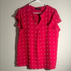 MEROKEETY Women's V-neck ruffle short-sleeve blouse